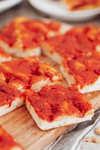 Full Tomato Pizza Cut on platter
